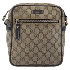 Gucci Front Zip Pocket Messenger Gg Coated Canvas Beige Canvas Shoulder Bag Bag